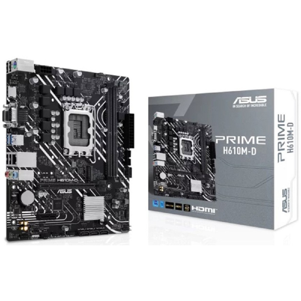 ASUS PRIME H610M-D (Socket 1700, mATX, 2xDDR5(96GB), VGA/HDMI 2.1, 1xPCIe 4.0x16/1xPCIe 3.0, 1xLAN, 4xSATA 6Gb/s, 1xM.2, 2xUSB 3.2, 4xUSB 2.0, 1xPS/2)