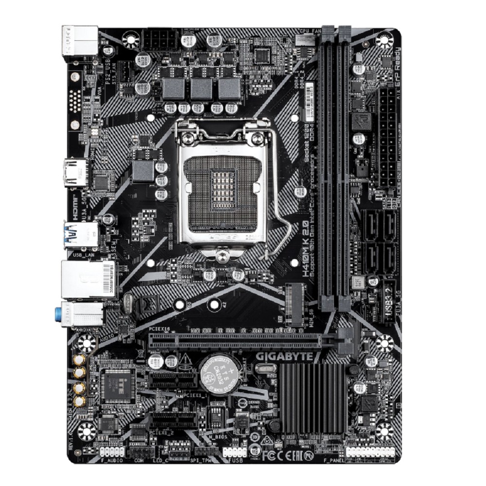 Gigabyte H410M K 2.0 (1.0)  (LGA1200, Q470E, 2*DDR4 (2933), 2*SATA RAID, M.2, 2*PCIe, HDMI, 2*USB 3.2, 4*USB 2.0) RTL